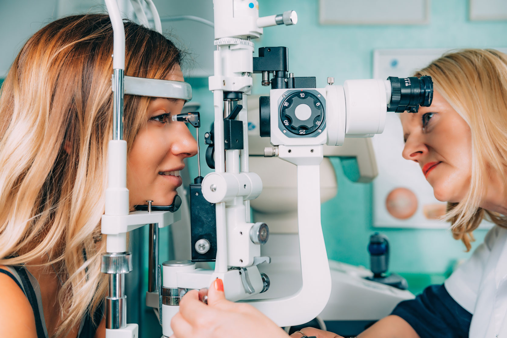 doctor examining eyes