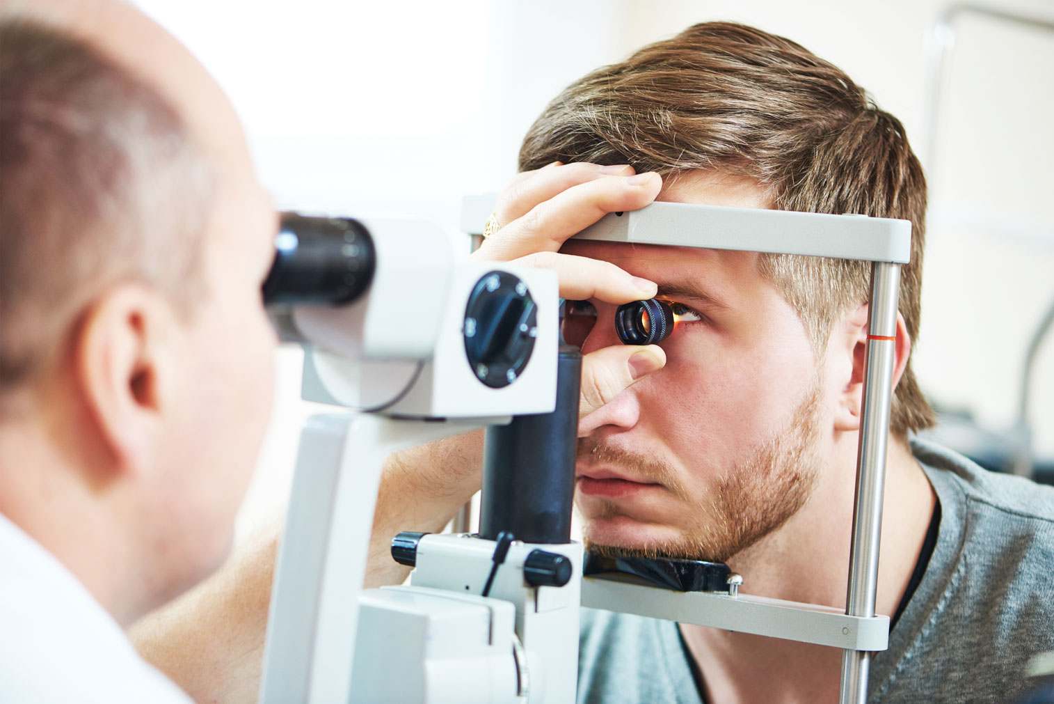 Doctor examining eyes